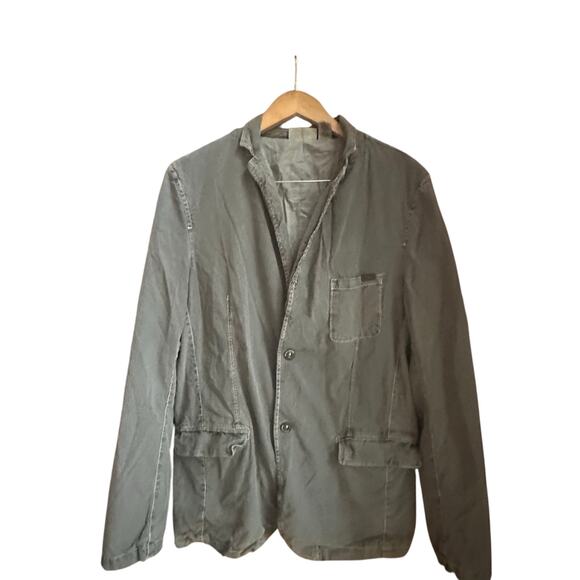 DKNY Gray Muted Pinstriped Multiple Pocket Cotton Hipster Medium Casual Jacket - Picture 1 of 8